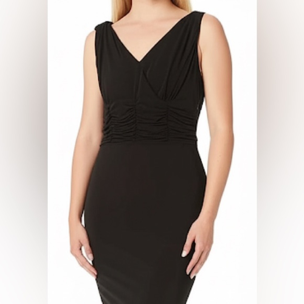 Aa Studio Black Ruched Sheath Maxi Dress